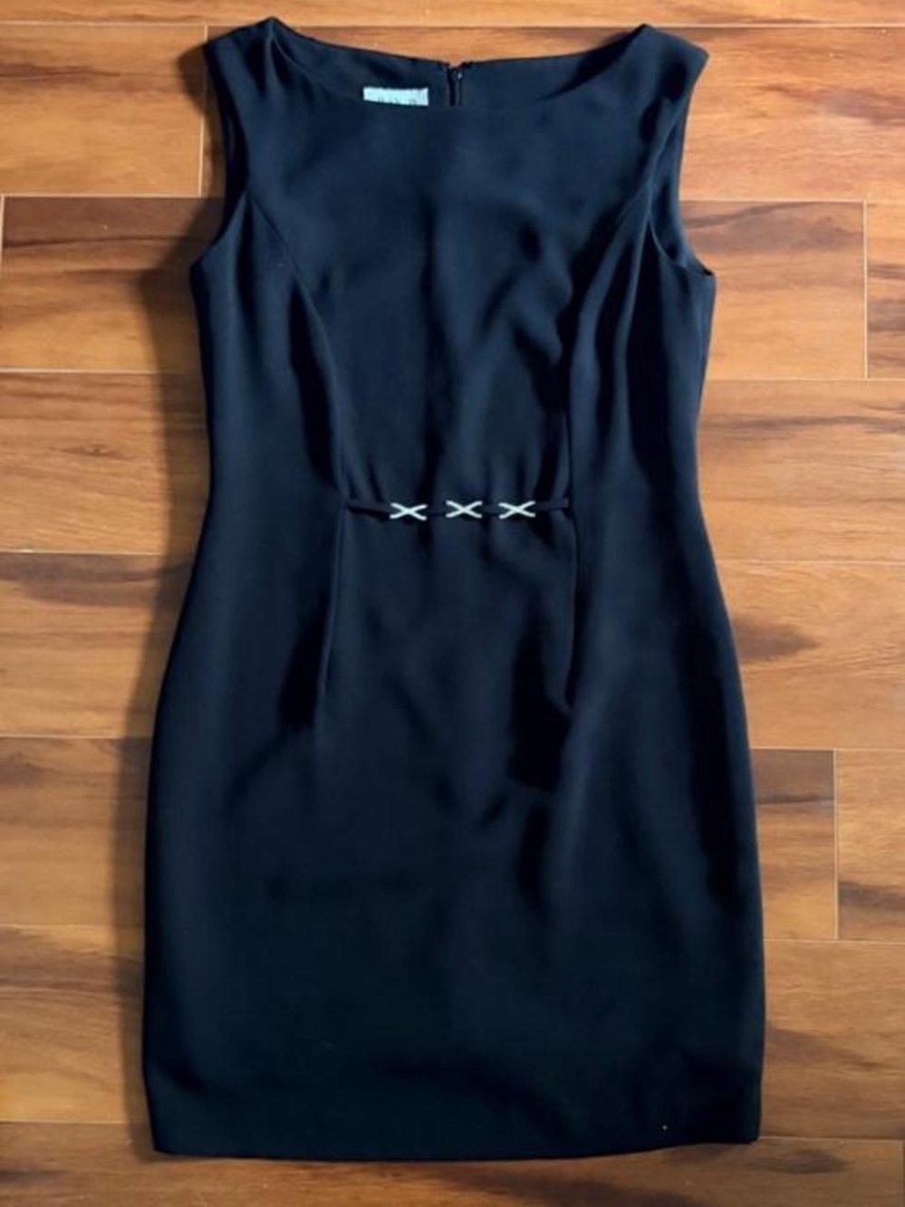 Black Sleeveless Midi Sheath Dress with Waist Accent NWOT